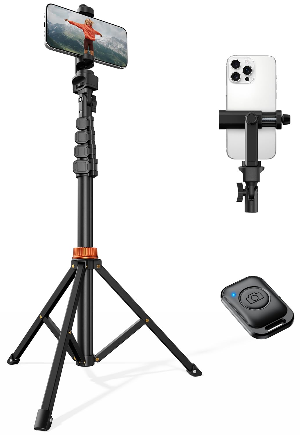 VIMOSE 66" Phone Tripod, Tripod for iPhone with Remote & Phone Stand | Extendabl
