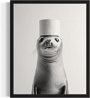Seal Bathroom Unframed Wall Art Print Poster, Animal Restroom Decor Posters Prints Home Picture Painting Artwork Gallery 9b (Seal (2), 10"L x 8"W, Unframed)