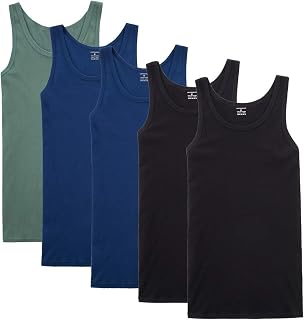 NUOZA Pack of 3/5 Men's Tank Tops, Many Colours, 100% High-Quality Cotton, Non-Shrink, Non-Fade, Not Opaque