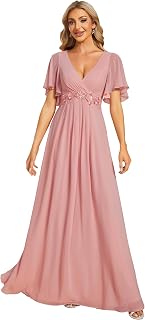 Ever-Pretty EE01960 Women's Elegant V-Neck Ruffle Sleeve Long Dress Ceremony Dress