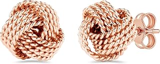 LeCalla Sterling Silver Love Knot Stud Earrings - Lightweight Italian Design Twisted Earrings for Women