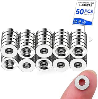 50 x 12 x 3-4mm Pre-Drilled Magnets - Versatile Disc Magnets Suitable for Home Decoration and Sign Installation (Easy to Screw)