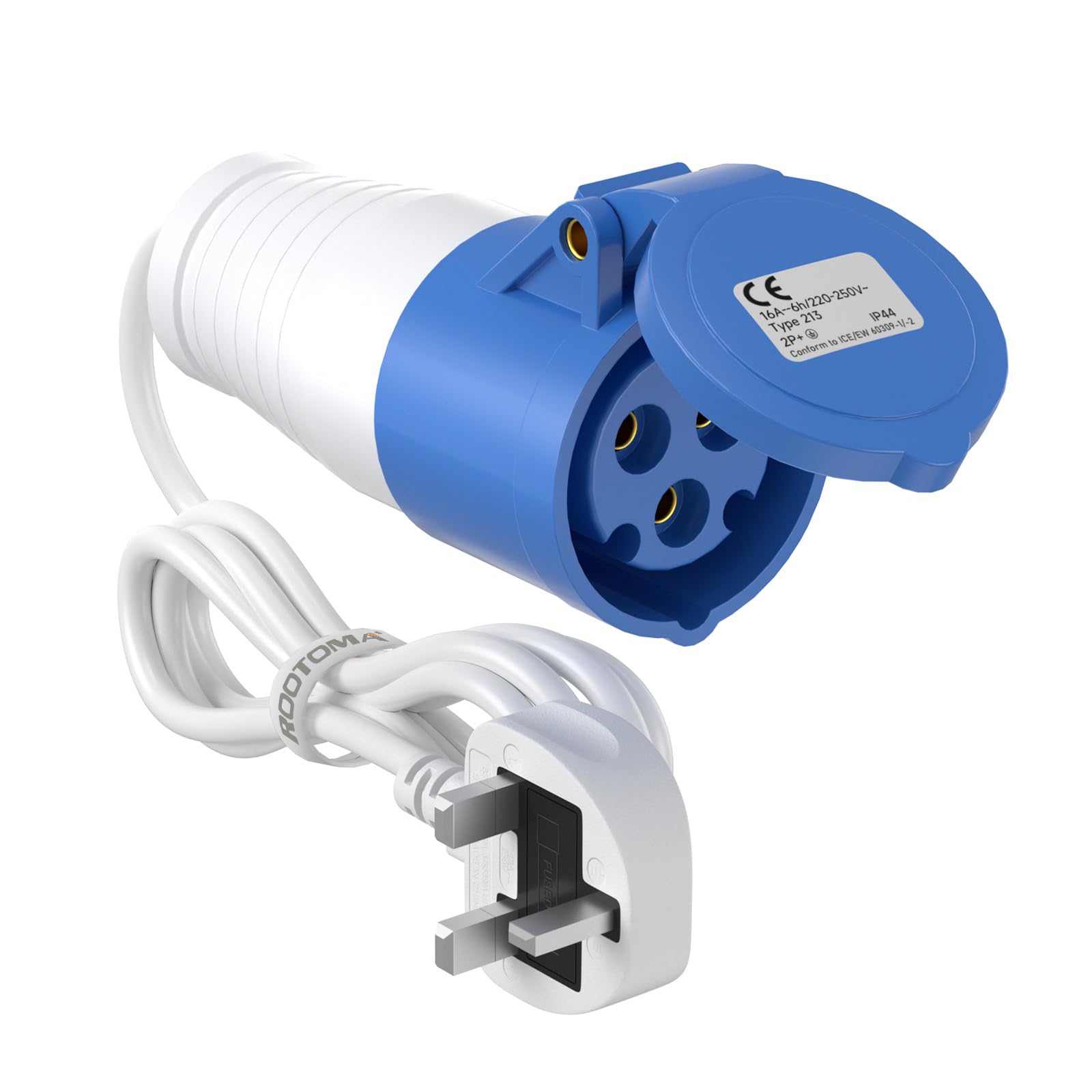 Camping Electric Hook Up Cable 16Amp to 13Amp Adapter, 1M | For Caravan Camperva