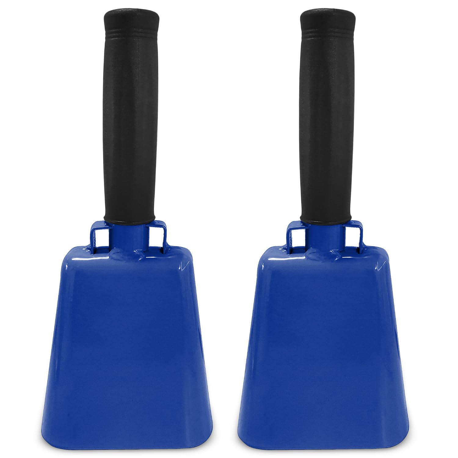 2 Pack 7 Inch Steel Cowbells with Handle, Loud Noise Makers for Football, Sports