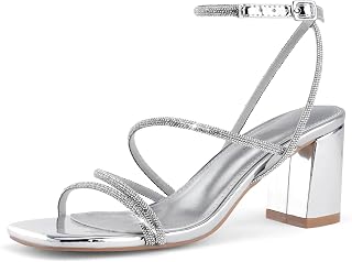 LACUONE Strappy Heels Women Square Toe Sandals