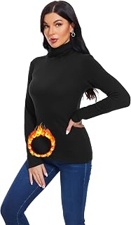 TAIPOVE Thermal Fleece Lined Turtle Neck Tops for Women Cotton Underwear