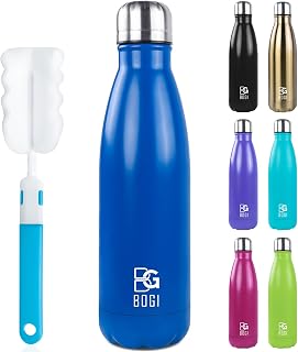 BOGI Insulated Water Bottle 500ml Double Wall Stainless Steel Leak Proof Water Bottle Keeps Drinks Hot and Cold for Outdoor Sports Camping Hiking Cycling Comes with