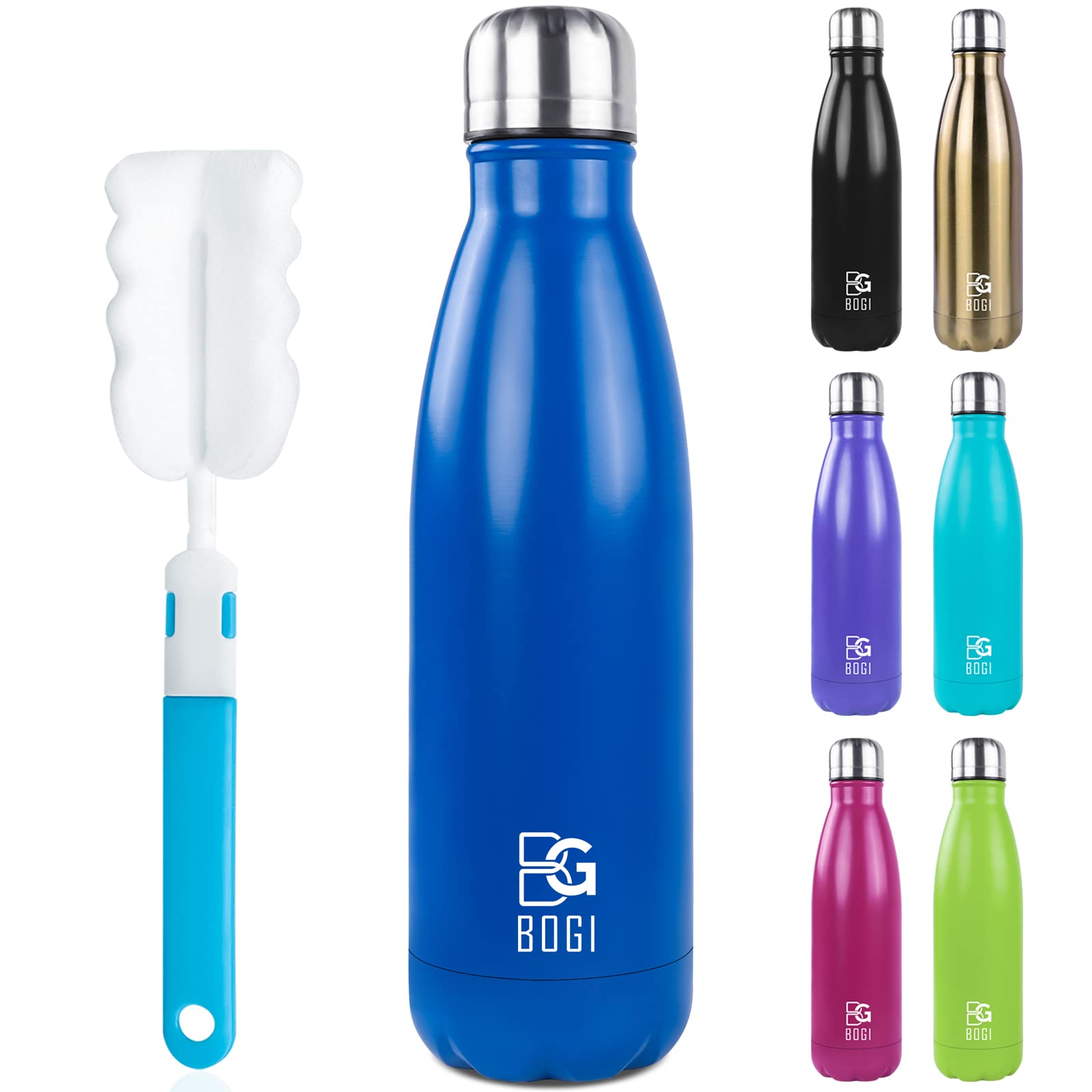 BOGI Insulated Water Bottle 500ml Double Wall Stainless Steel Leak Proof Water B