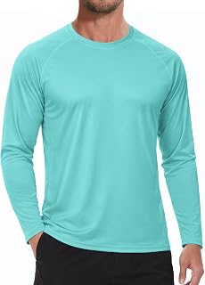 NEYOUQE Men's Rash Guard Sun Protection Shirts UPF 50+ Long Sleeve Quick Dry T-Shirt Water Fishing Athletic