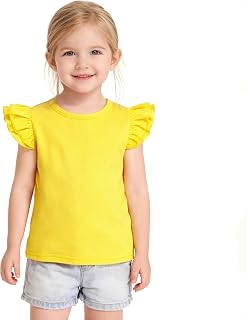 Toddler Baby Girls Solid Color Ruffle T Shirt