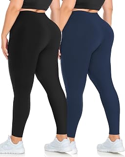 MOREFEEL プラスサイズ レギンス 女性用 伸縮性XL - 4X 腹部コントロール ハイウエスト スパンデックス ワークアウト ブラック ヨガパンツ