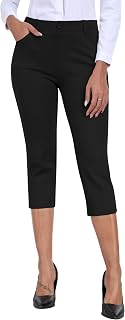 MoFiz Golf Capri Pants for Women Stretchy Pull On Business Casual Summer Dress Capris Pants with Pockets