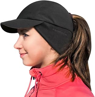 GADIEMKENSD Women's Winter Ponytail Hat Reflective Fleece Running Hat with Drop Down Ear Warmer