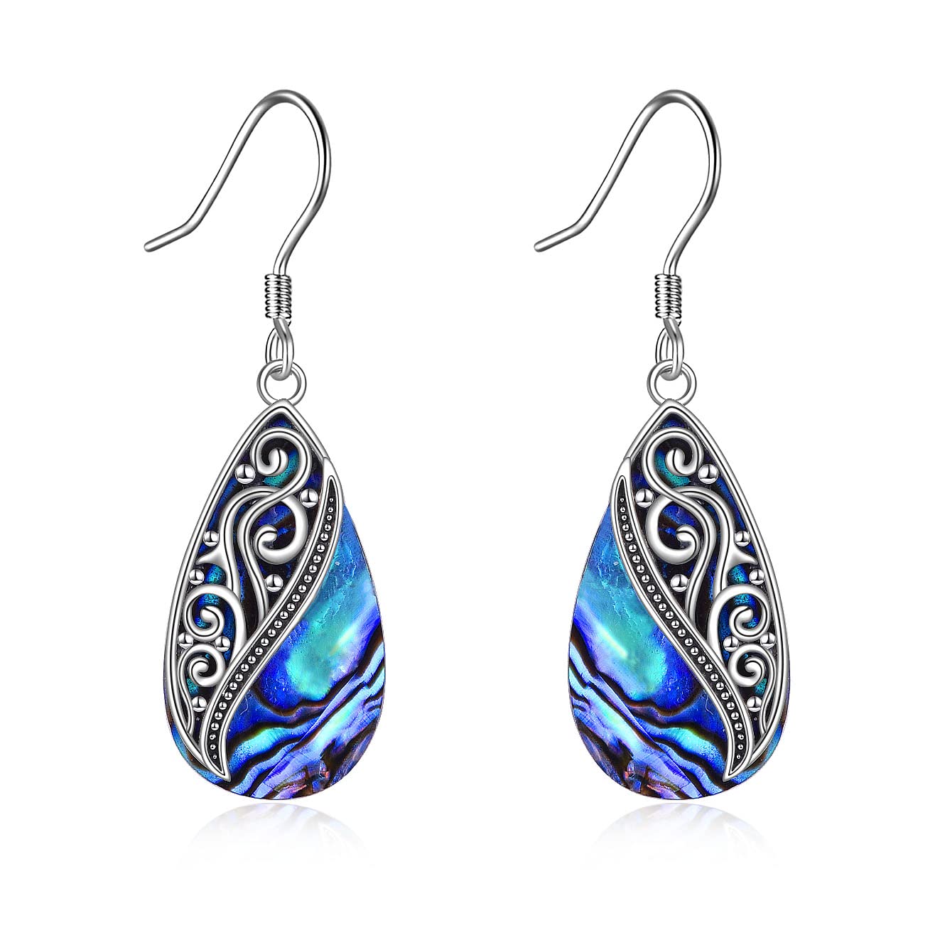 POPLYKE Sterling Silver Celtic Moonstone Filigree Drop Earrings