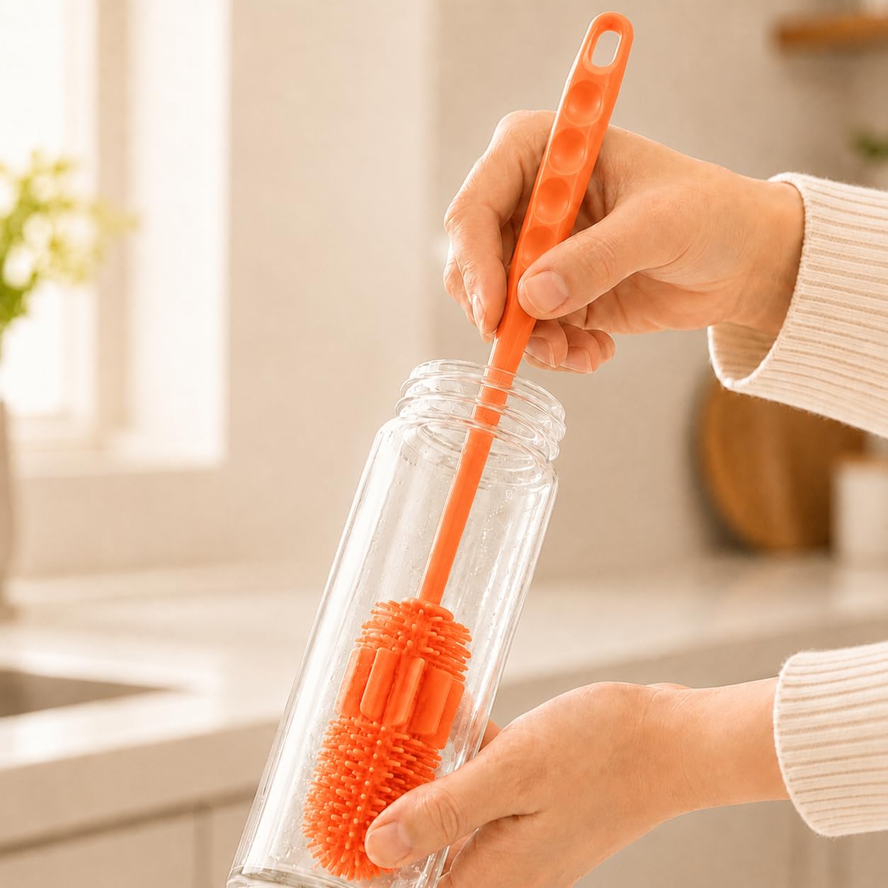 2pcs Silicone Cup Bottle Cleaning Brush with Handle