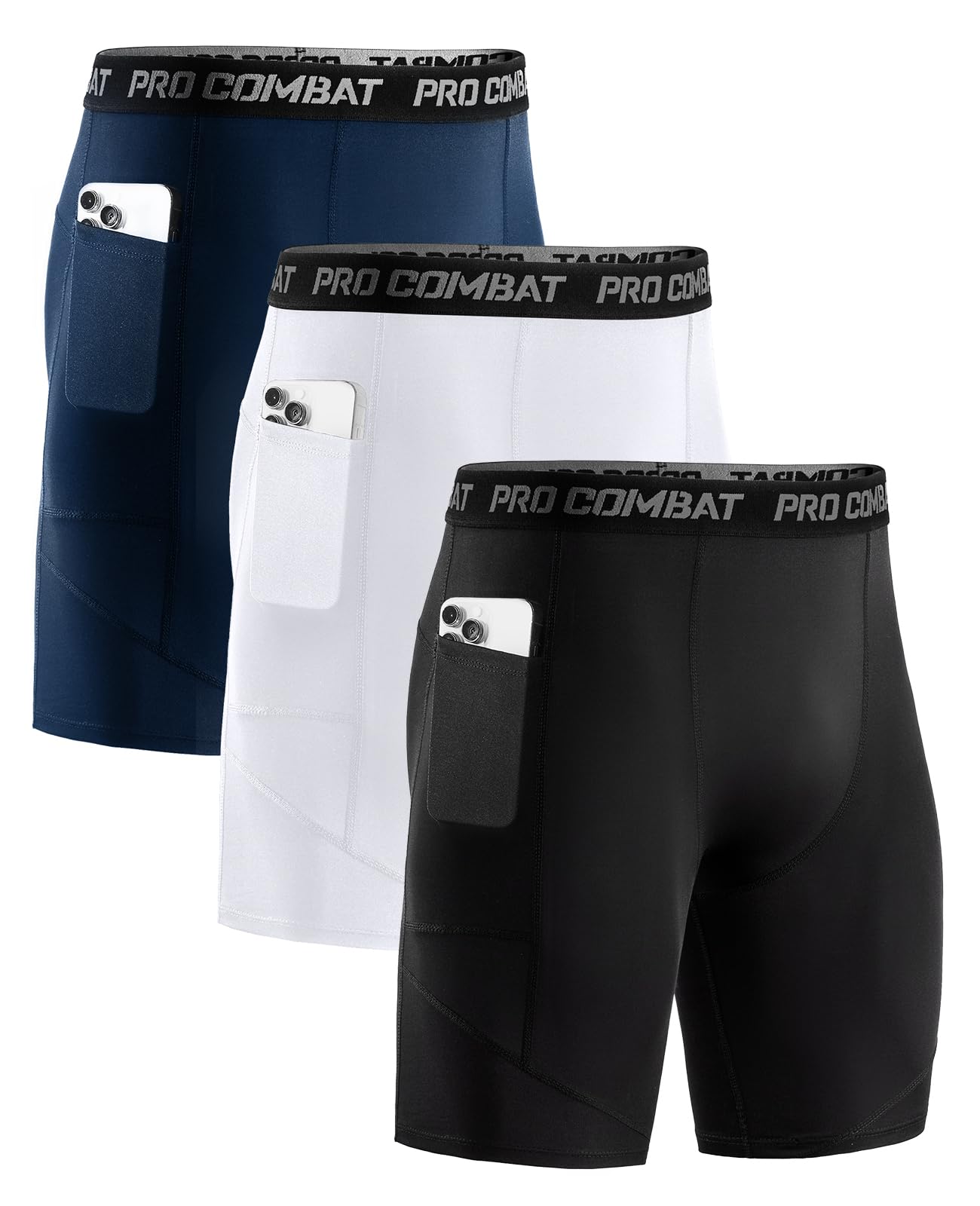 Niksa 2/4 Pack Men's Compression Shorts with Pocket, Spandex Running Shorts for 