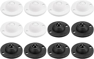 12 Self Adhesive Mini Caster Wheels Swivel Universal Caster 360 Degree Swivel Adhesive Pulley For Bins, Storage Boxes, Furniture, Trash Can (White, Black)