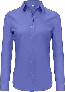 Ruisin Super Soft Wrinkle Free Button Down Shirt Women Solid Long Sleeve Striped Formal Work Dress Blouse Tops