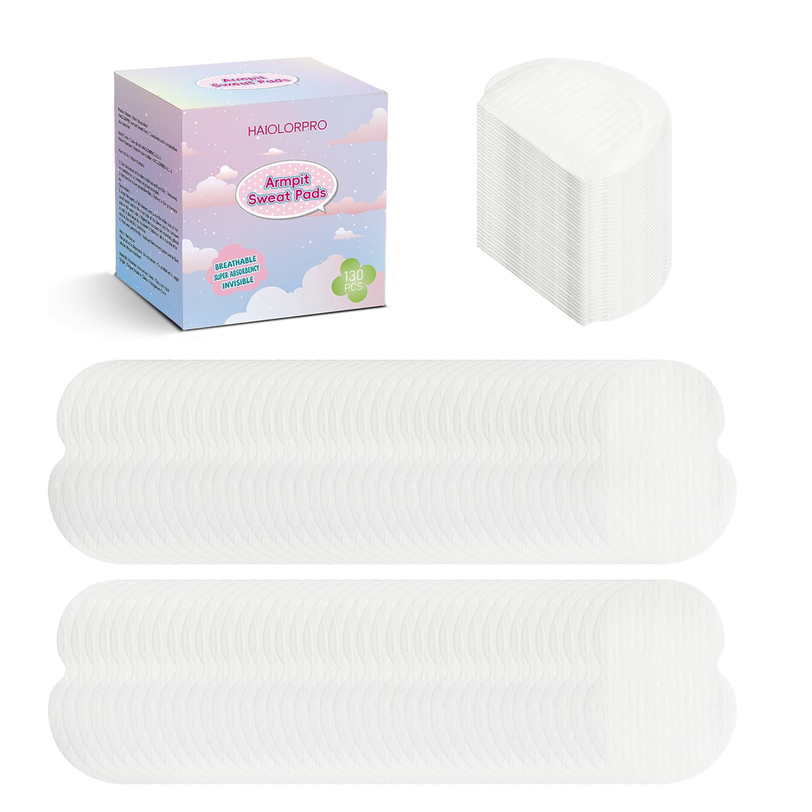 HAIOLORPRO 120PCS Armpit Sweat Pads, Underarm Sweat Pads for Women and Men, Disp