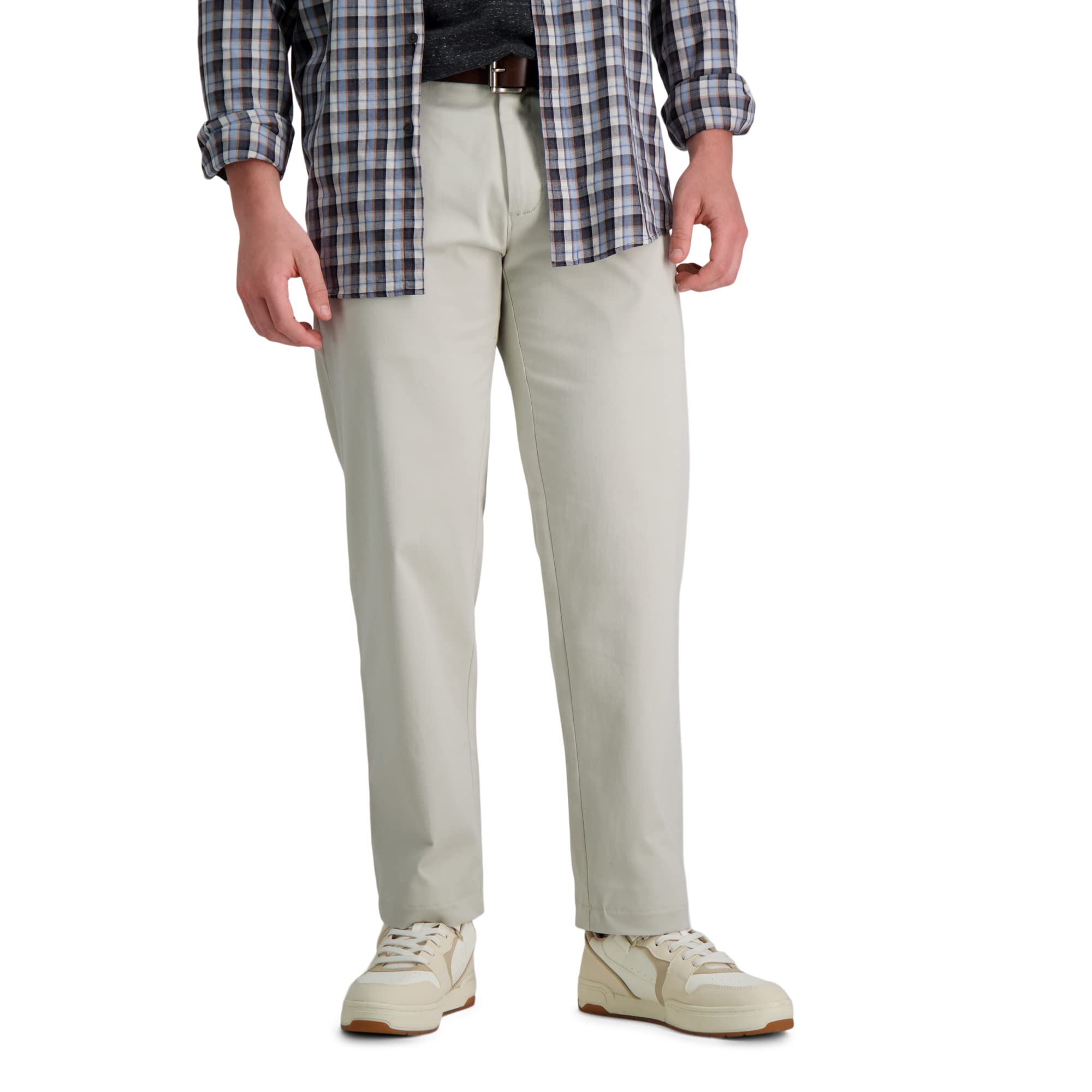 Haggar Men's Life Khaki Comfort Flat Front Straight & Slim Fit Chino Pant Khakis