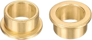 sourcing map 2Pcs Flange Sleeve Bearings, 20mm Bore x 26mm OD x 16mm Length, Self-Lubricating Sintered Bronze Bushings