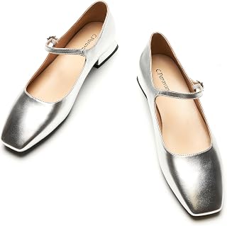 C.Paravano Women's Mary Jane | Comfortable Dressy Ballet Flats | Square Toe