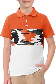 Haloumoning Polo de manga corta para niños de 5 a 14 años