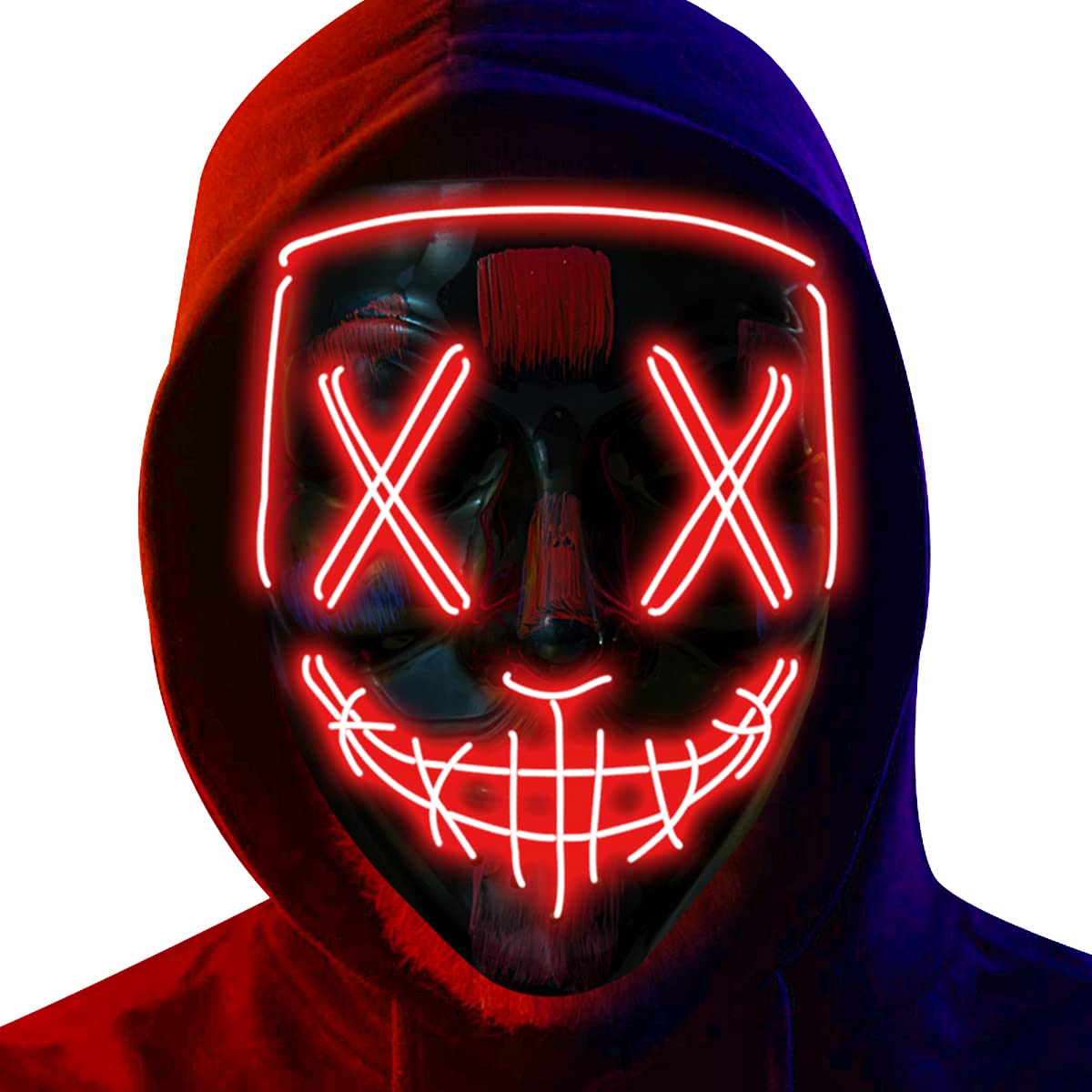 Poptrend Halloween Mask LED Light up Mask for Festival Cosplay Halloween Costume