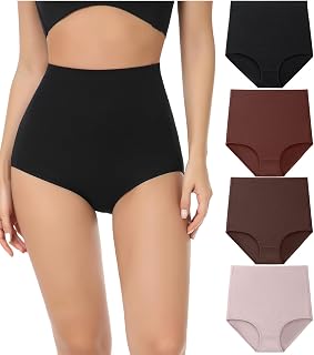 wirarpa Women's Underwear, Cotton, Super High-Waist Briefs, Pack of 4