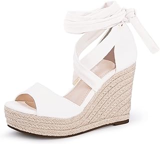Women's Espadrilles Wedges Sandals Heels Open Toe Tie Lace Up Platform Ankle Strap Summer Dress Shoes