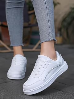 Womens Casual Low Platform Classic Black White Trainers