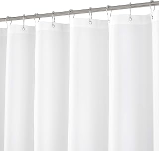 N&Y HOME Extra Long Shower Curtain or Liner 72" W x 108" H - Hotel Quality, Washable Fabric, White Bathroom Curtains with Grommets, 72x108