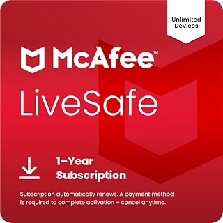 McAfee LiveSafe Unlimited-Devices | AntiVirus Software 2026 for Windows PC & Mac, AI Scam Detection, VPN, Password Manager, ID Monitoring | 1-Year Subscription with Auto-Renewal | Download