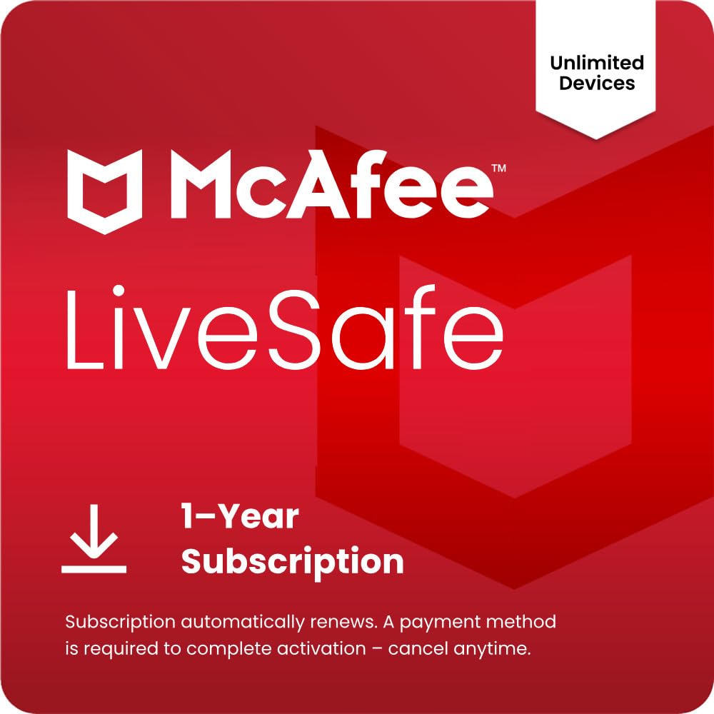 McAfee LiveSafe Unlimited-Devices | AntiVirus Software 2026 for Windows PC & Mac