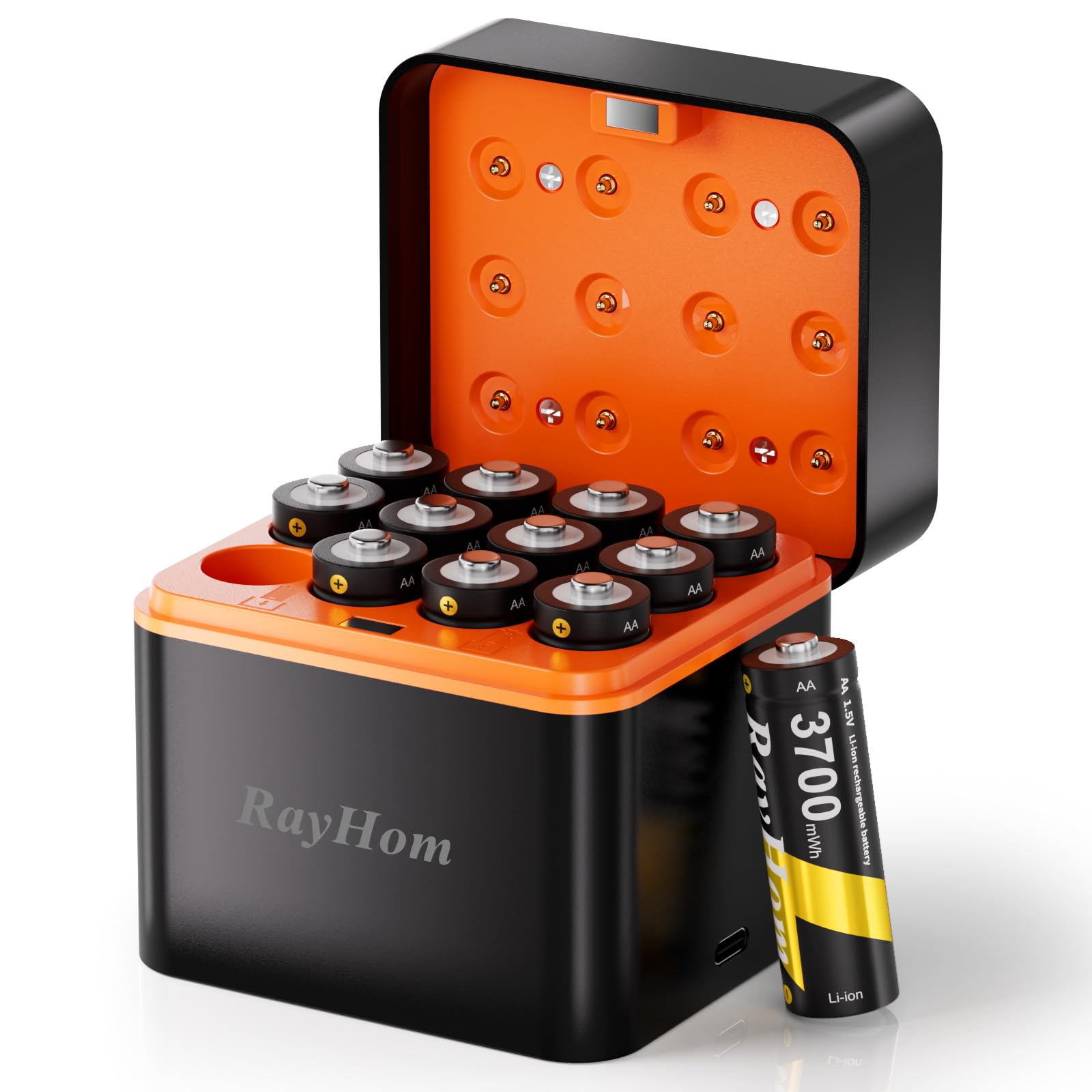 12 Pack Rechargeable AA Lithium Batteries with Charger for Blink Camera | 3700mW