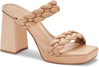 Coutgo Sandalias de tacón grueso con plataforma para mujer, con tacón trenzado, sin cordones, para fiesta, verano, para vestir