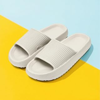 Cloud Sandals for Kids丨Pillow Shower Slippers Bathroom Pool Slides丨Boys Girls Comfy Thick Sole Summer Non-Slip Beach Shoes，Gray