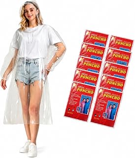 Disposable Clear Rain Ponchos for Adults with Hood | Emergency Raincoat, 152cm Length, Hiking & Camping,Unisex Design