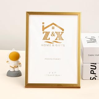 Picture Frames 6x8 Composite Picture Frames for Wall or Tabletop Minimalist Glossy Finish Frame Perfect for Home, Office, Hotel and Special Events (Gold)