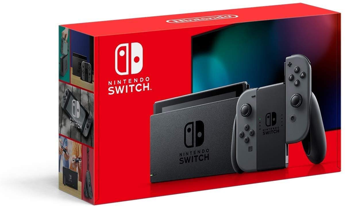 Nintendo Switch Game Console - Black (HAC-001(-01) w/ OEM Gray Joy Cons (Renewed