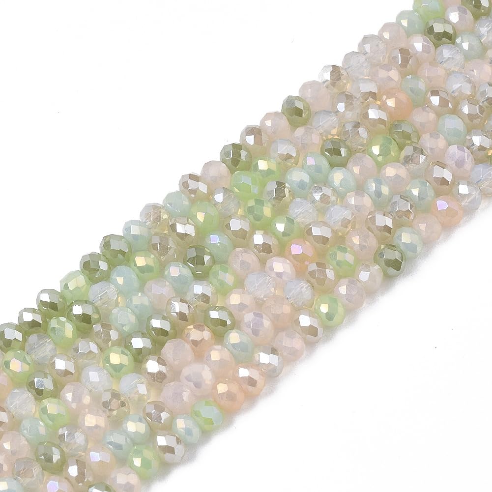 Approx 188~190pcs 3x2.5mm Round Faceted Glass Beads Loose Spacer Beads Round Cry