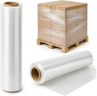 Merrimen Heavy Duty Pallet Stretch Shrink Wrap Roll, Strong & Secure Packaging Plastic Cling Film, Ideal for Packing, Moving Heavy Objects and Shifting Fragile Items (Clear, 400mm x 150m)