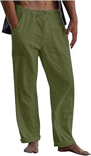 Men's Linen Trousers, Summer Long Casual Pants VDD673