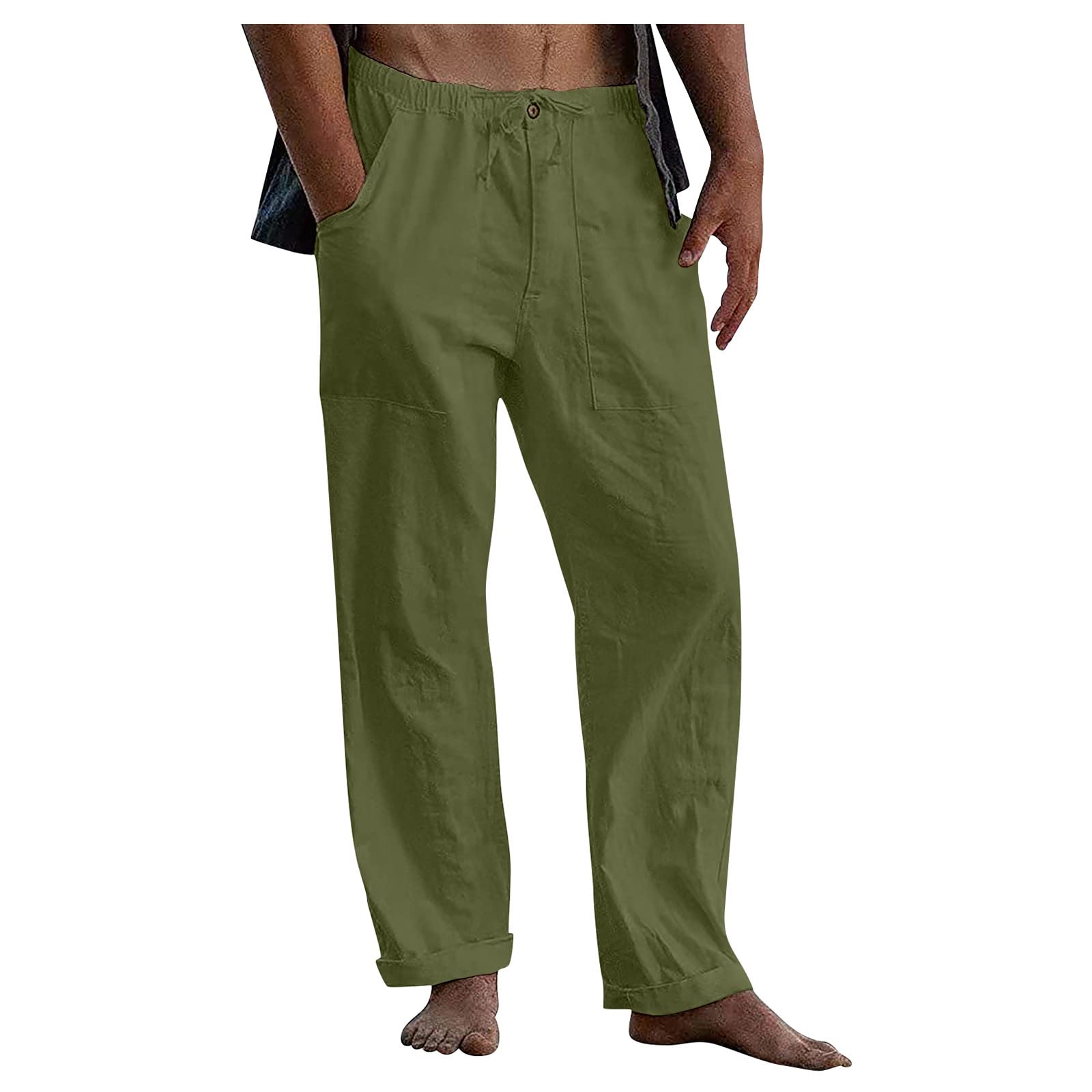 Men's Linen Trousers, Summer Long Casual Pants VDD673