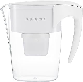 Aquagear Water Filter Pitcher – Lead, Chlorine, PFOA/PFOS, Microplastics Filter, 10 Cup, 120 Gallon Filter Life - Filter Media Made in USA