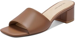 Modatope Braided Chunky Low Heel Square Toe Sandals Open Toe Heeled Mules