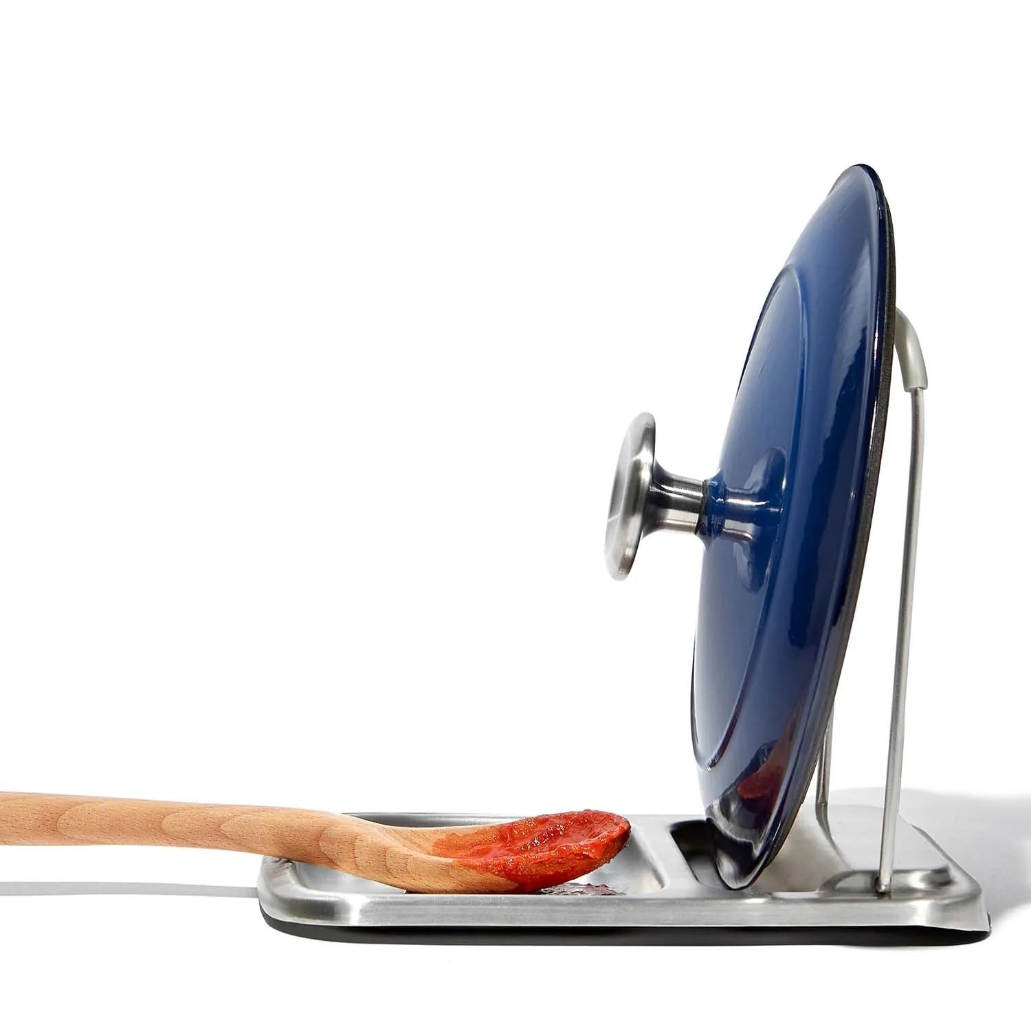 OXO Good Grips Stainless Steel Spoon Rest with Lid Holder | Holds Multiple Utens