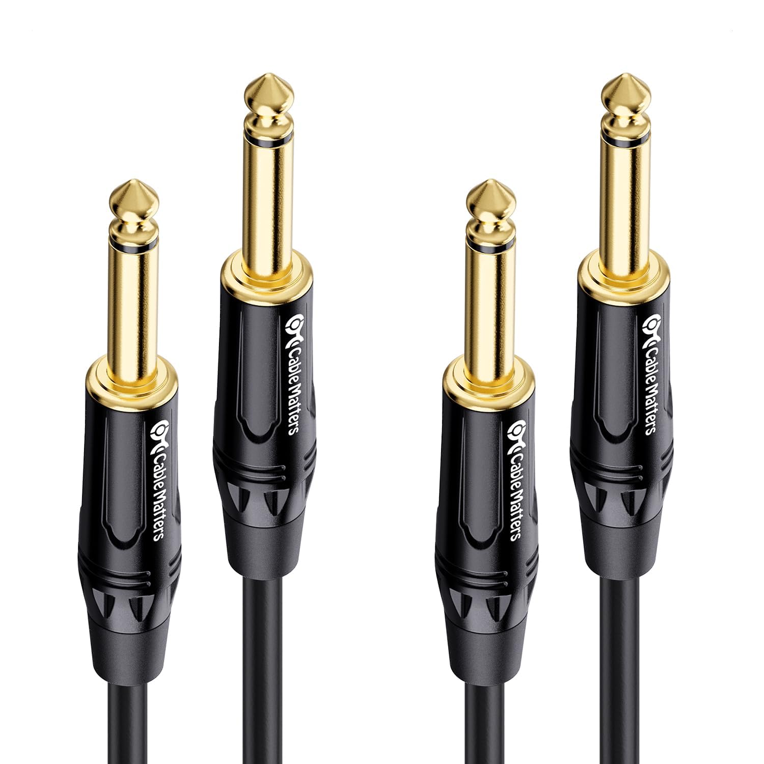 Cable Matters 2-Pack 1/4 Inch TS to TS Guitar Cable, 6ft | Guitar Amp Cord, Inst