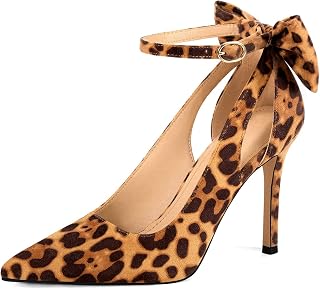 PiePieBuy Women's Pointed Toe High Heels Ankle Strap D'Orsay Pumps Shoes Bow Wedding Bowtie Back Dress Sandals