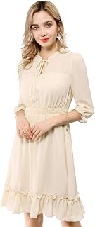 Allegra K Women 3/4 Sleeve Ruffle Hem Chiffon Short Dress Halloween Costume